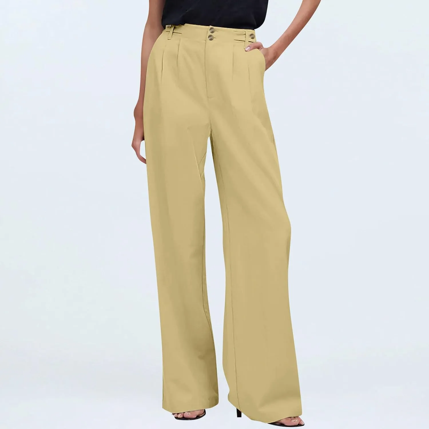 Wide Leg Dress Pants for Women High Waisted Business Casual Pants Baggy Comfy Office Work Pants Trousers with Pockets