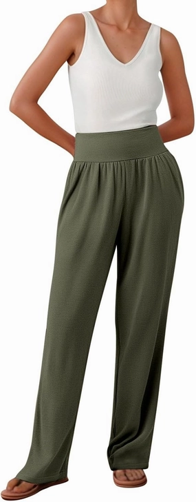 Wide Leg Yoga Pants for Women Elastic High Waisted Casual Trousers Pull On Summer Baggy Athletic Workout Sweatpants