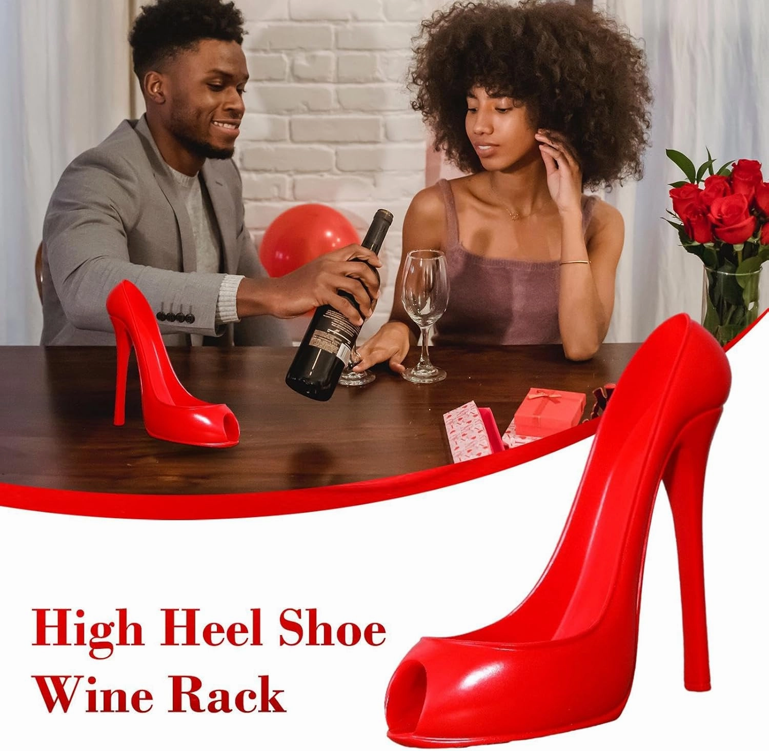 Wine Bottle Holder - High Heel Wine, Shoe Wine Rack, Single Wine Holder | High Heel Shoe Stylish Wine Rack, Wine Display Holder, Wedding Wine Holder, Wine Bottle Stand for Wedding Party Home Decor