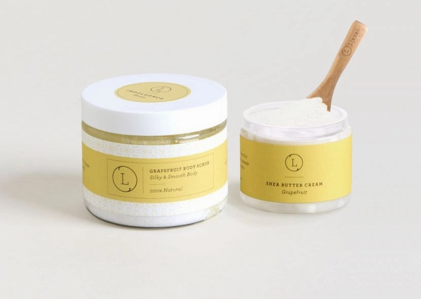 with Grapefruit scrub shea Limited availability butter Body Deadline-driven set Reviving and