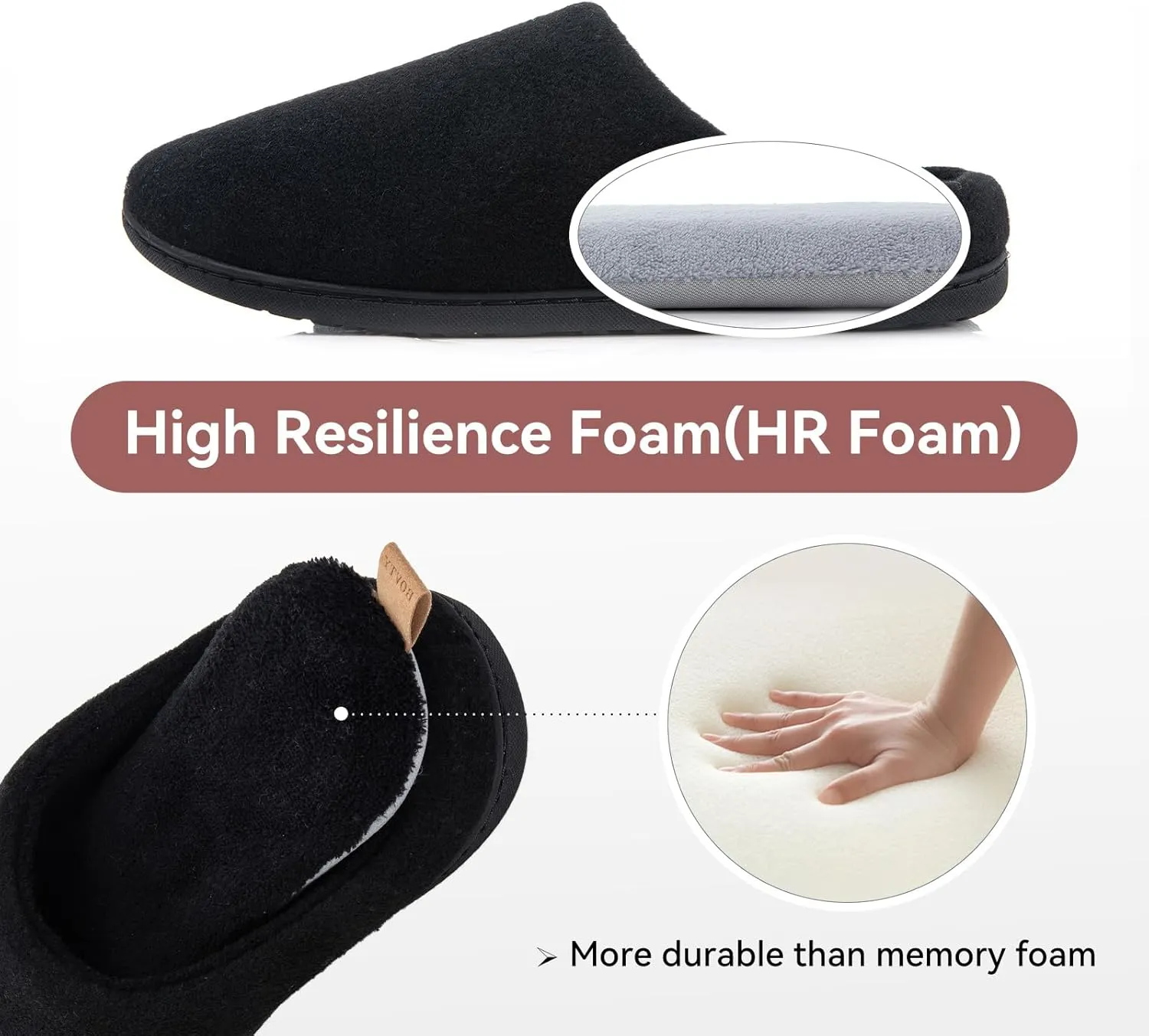 Women & Men's Hige Resilience Foam Slippers - Indoor Cozy House Slip-on with Two Pairs of Replaceable Insoles Shoes