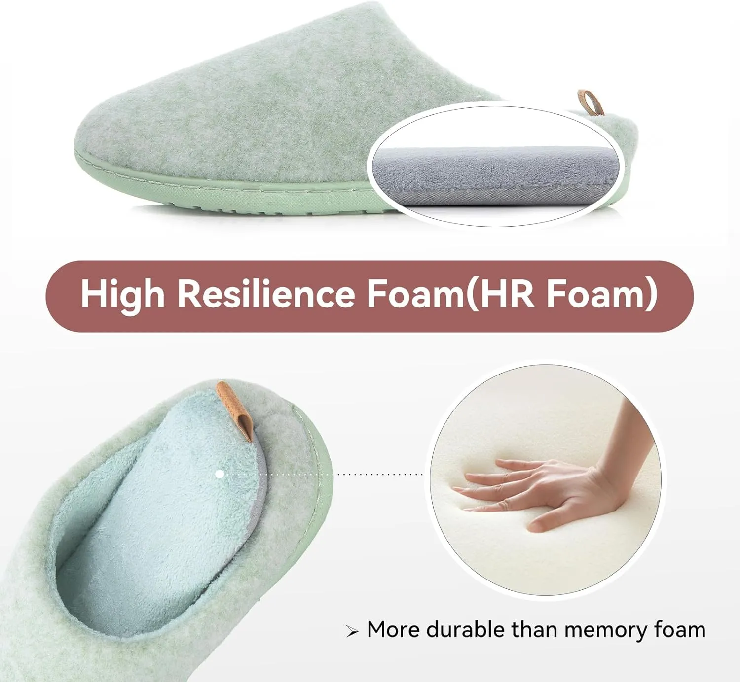Women & Men's Hige Resilience Foam Slippers - Indoor Cozy House Slip-on with Two Pairs of Replaceable Insoles Shoes
