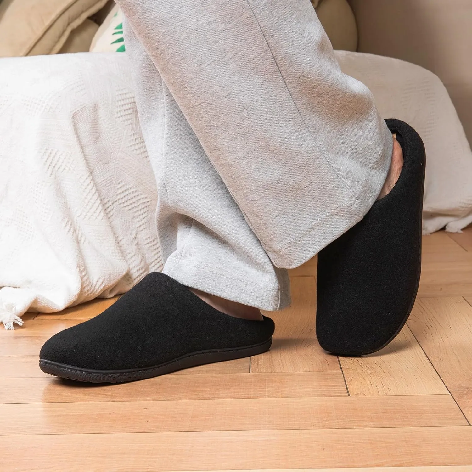 Women & Men's Hige Resilience Foam Slippers - Indoor Cozy House Slip-on with Two Pairs of Replaceable Insoles Shoes