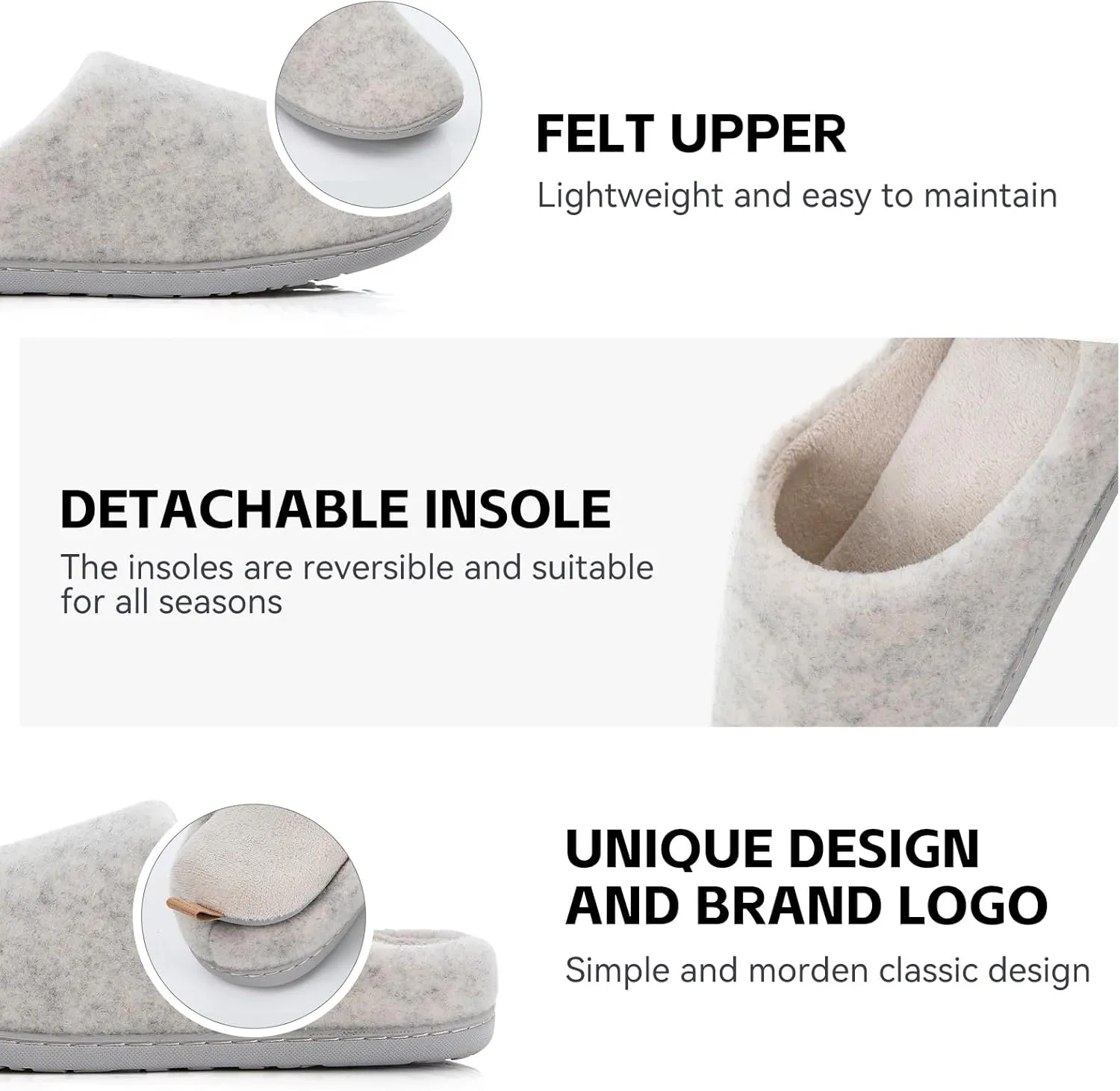 Women & Men's Hige Resilience Foam Slippers - Indoor Cozy House Slip-on with Two Pairs of Replaceable Insoles Shoes