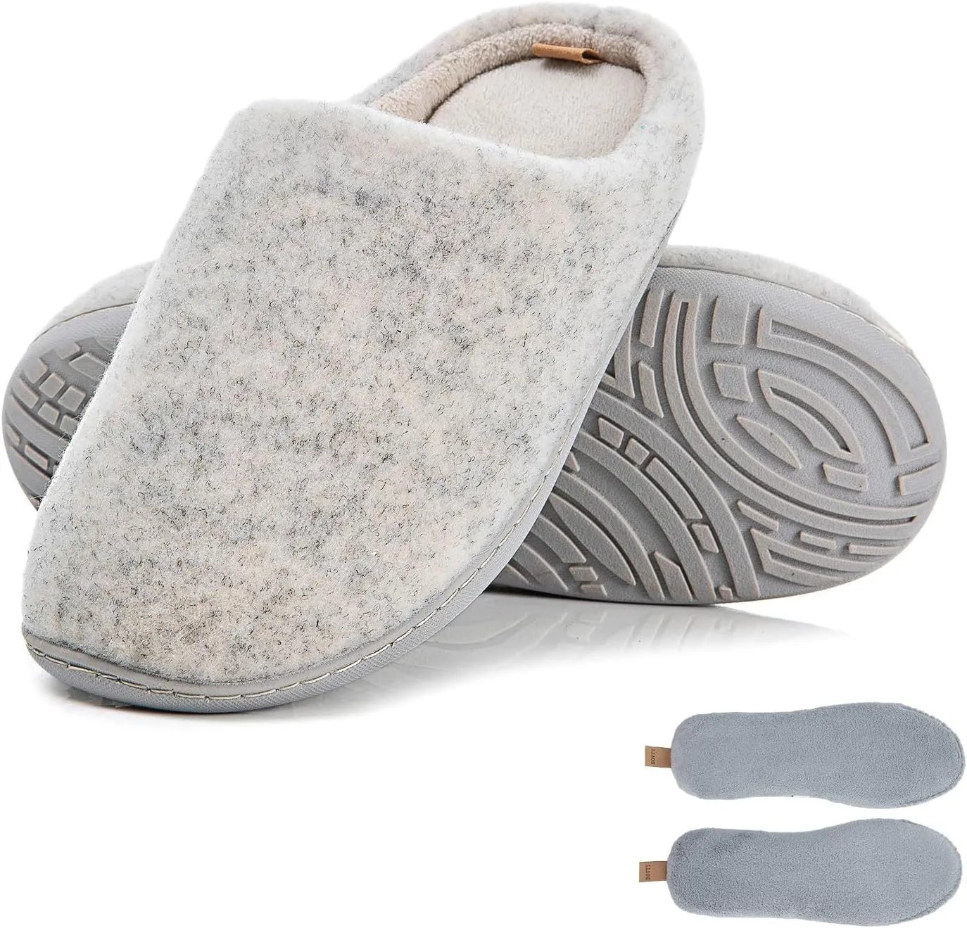 Women & Men's Hige Resilience Foam Slippers - Indoor Cozy House Slip-on with Two Pairs of Replaceable Insoles Shoes