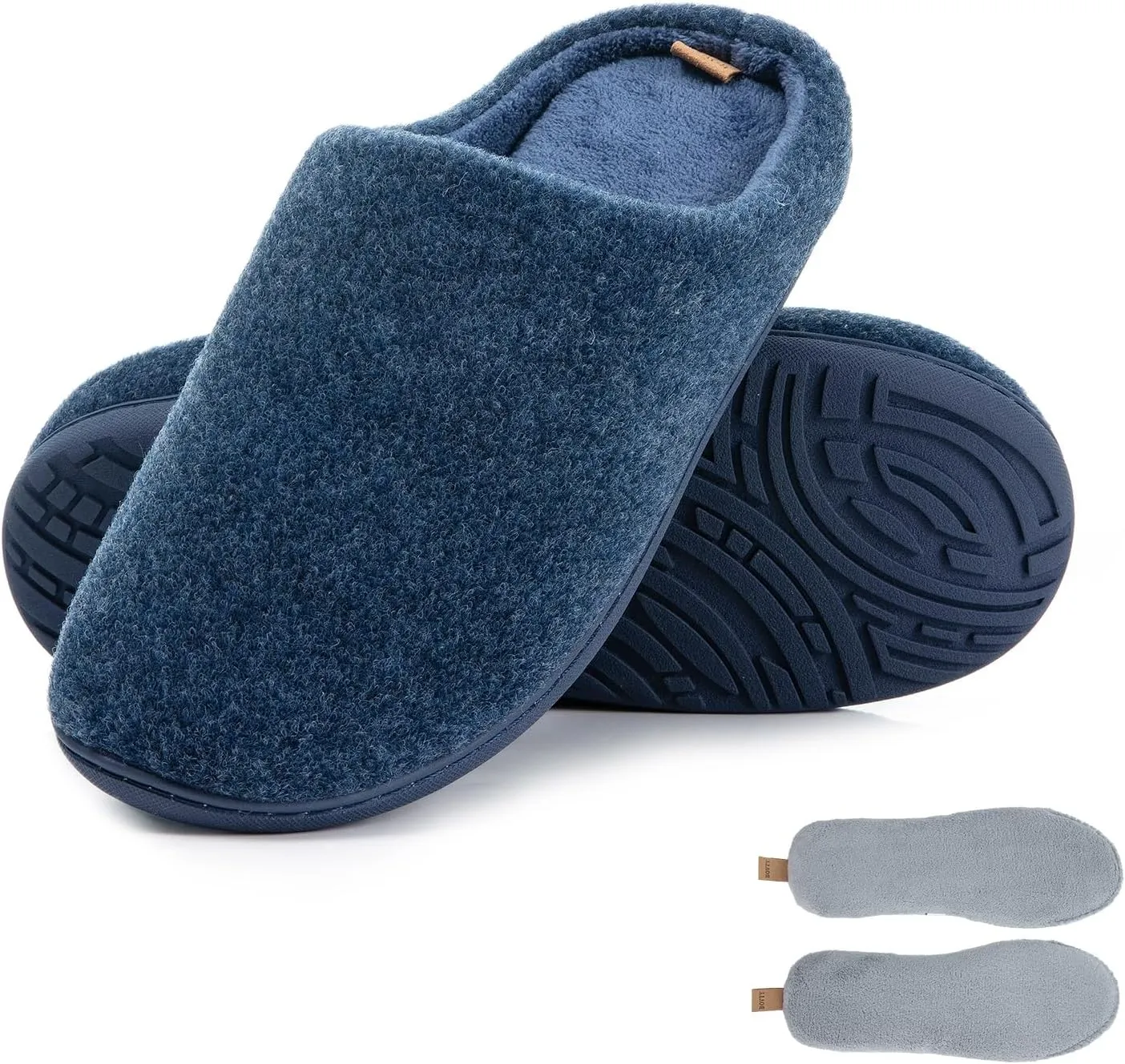 Women & Men's Hige Resilience Foam Slippers - Indoor Cozy House Slip-on with Two Pairs of Replaceable Insoles Shoes