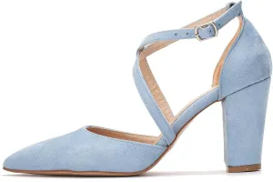 Women Chunky Block High Heel Mary Jane Pumps Shoes Criss-Cross Ankle Strap Closed Pointed Toe Cut-Out Dress Sandals Velvet Glitter Mary Jane Heels Buckle Office Party Dance Shoes 4-11 M US