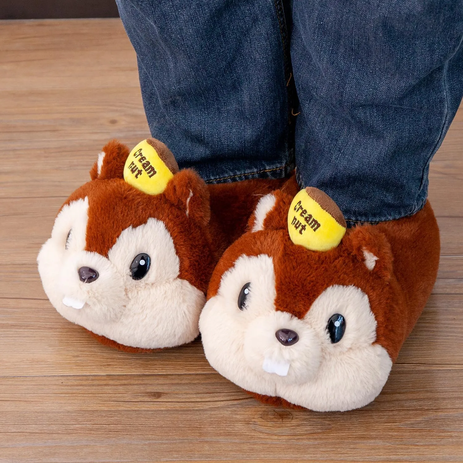 Women Slippers Cute Animal Funny Slippers Novelty Squirrel Cozy Fuzzy Soft Winter Warm House Shoes