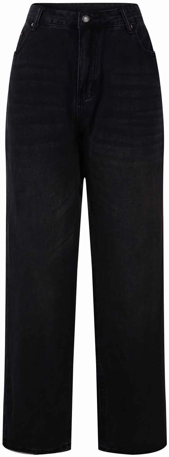 Women Classic Contrast Wash Bootcut Denim Pants, Low Rise Baggy Wide Leg Casual Jeans Fashion Comfy Denim Trousers