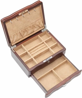 Women Gift Jewelry Box Jewelry Storage Box 2 Layer Wooden Box with Velvet and Lock