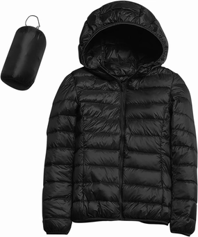 Women Packable Lightweight Full-Zip Puffer Jacket with Hood Quilted Winter Down Coat Ski Jacket Coat Puffer Jacket Womens