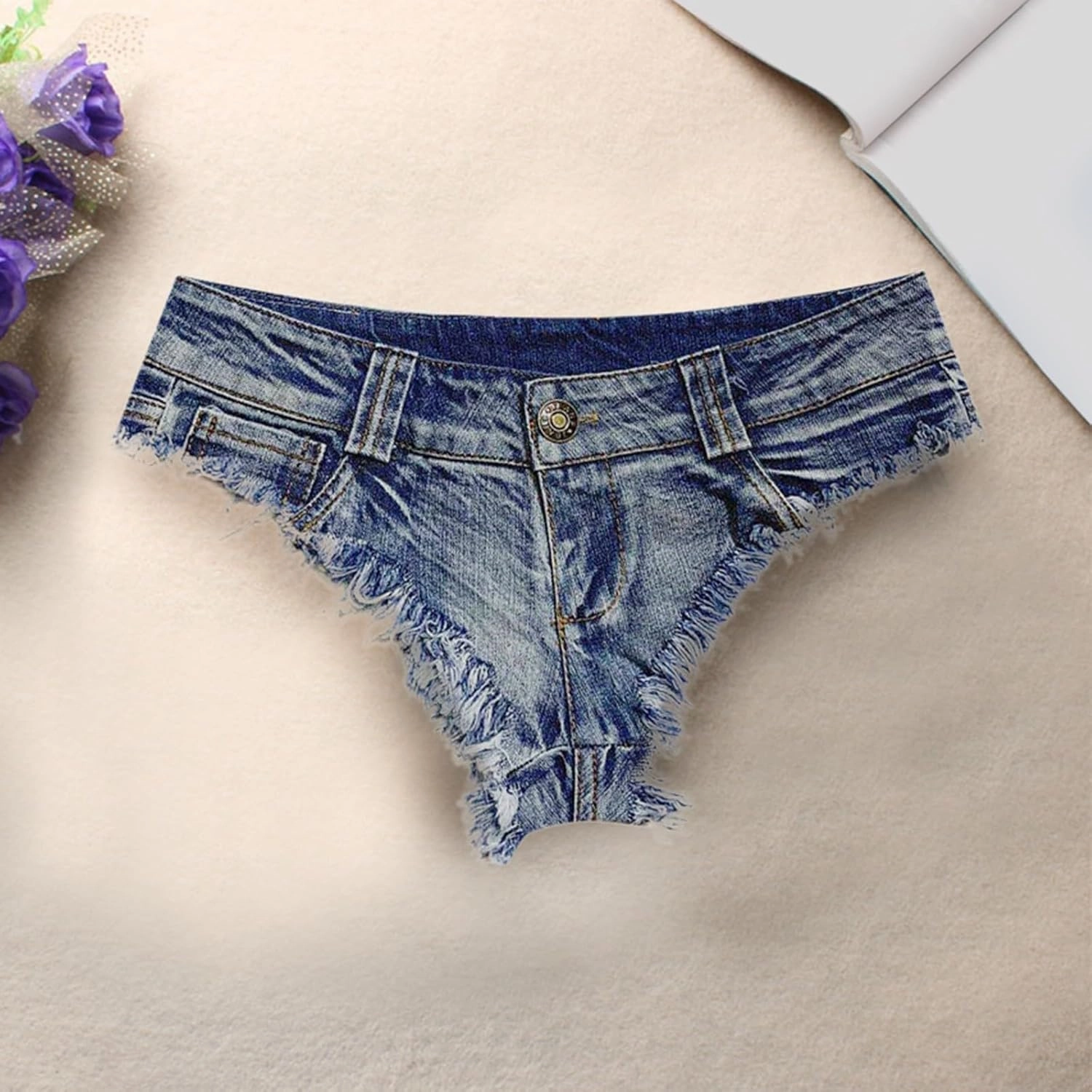 Women's Sexy Low Rise Stretch Mini Denim Shorts Hot Pants Beach Party Clubwear Cut Off Cheeky Naught Jeans Shorts