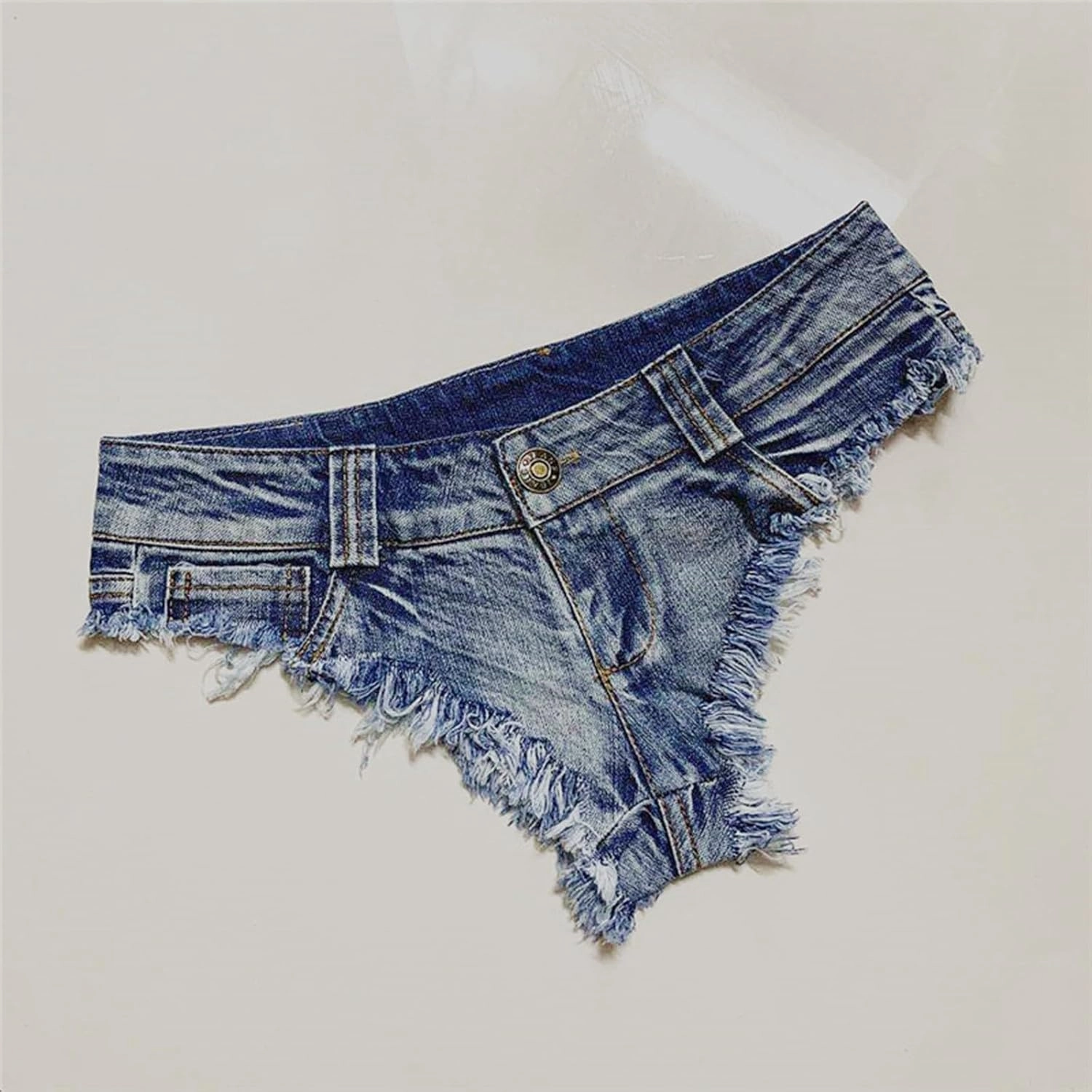 Women's Sexy Low Rise Stretch Mini Denim Shorts Hot Pants Beach Party Clubwear Cut Off Cheeky Naught Jeans Shorts