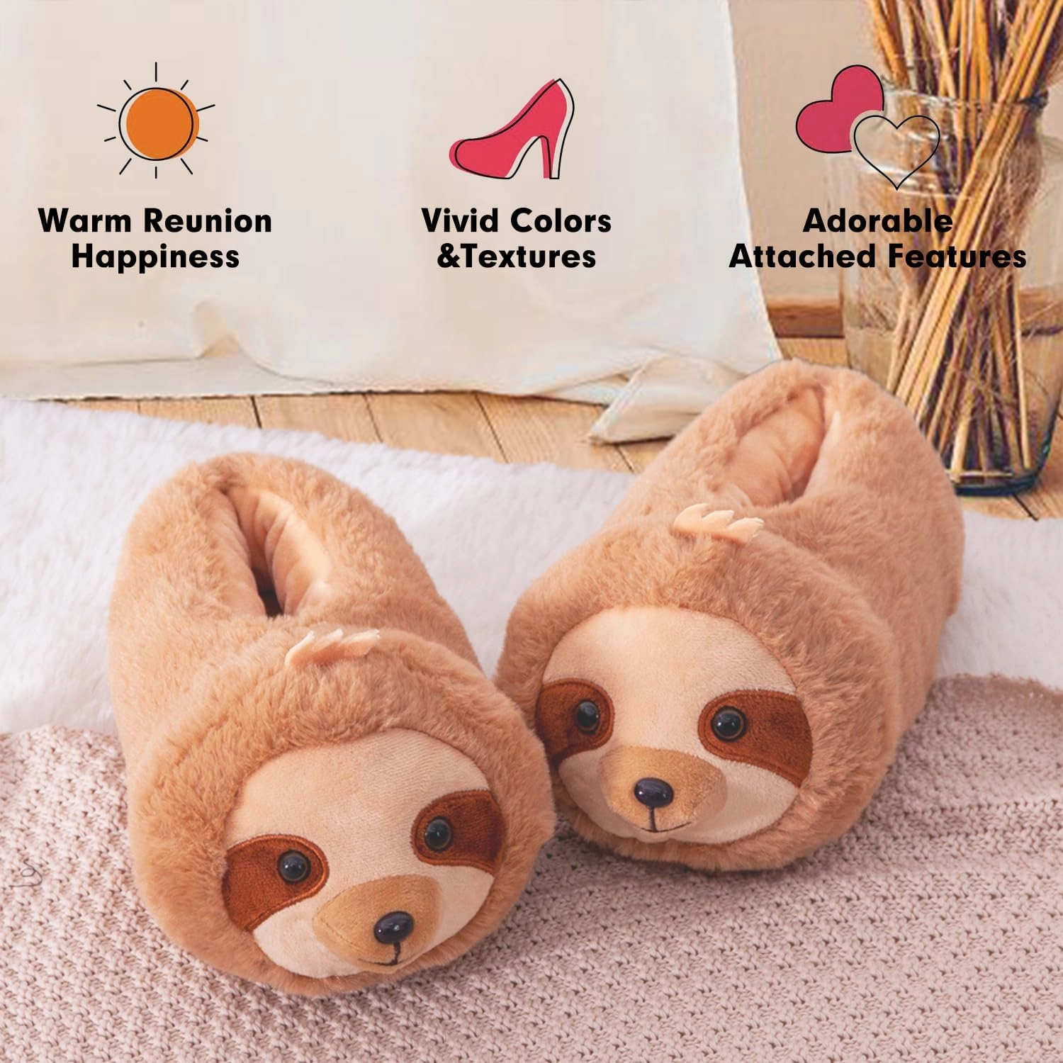 Women's Slippers Cute Wild Animal Slippers Funny Slippers Novelty Fox Cozy Slippers Fuzzy Soft Winter Warm House Shoes