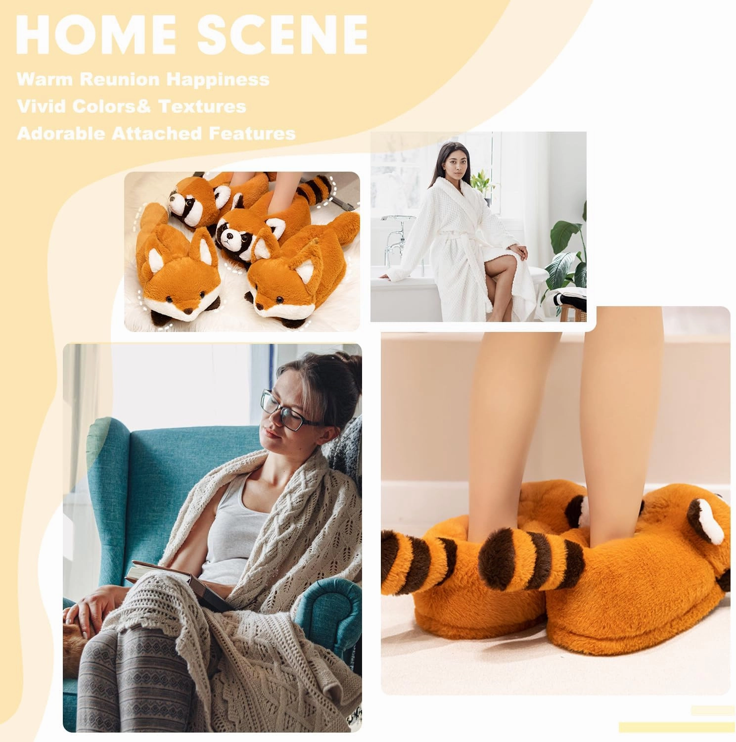 Women's Slippers Cute Wild Animal Slippers Funny Slippers Novelty Fox Cozy Slippers Fuzzy Soft Winter Warm House Shoes