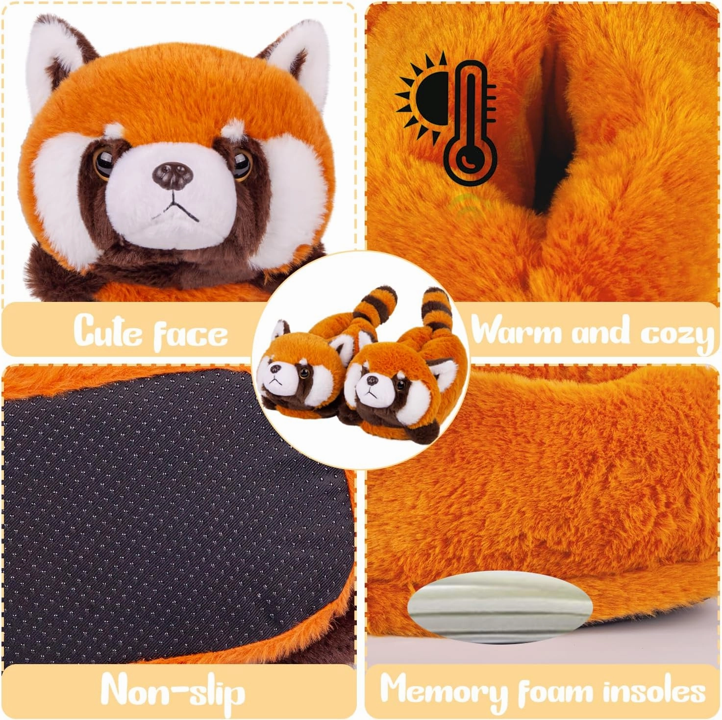 Women's Slippers Cute Wild Animal Slippers Funny Slippers Novelty Fox Cozy Slippers Fuzzy Soft Winter Warm House Shoes