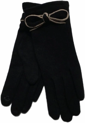Women's Sports Gloveswomen'S Gloves Bow Knot Wool Double Layer Plus Velvet Warm Cycling Driving Finger Touch Screen GlovesBlackOne Size