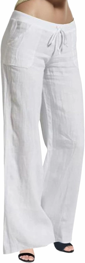 Women's Wide Leg Linen Pants Dressy Elastic High Waisted Palazzo Pant Yoga Pleated Trousers with Pocket