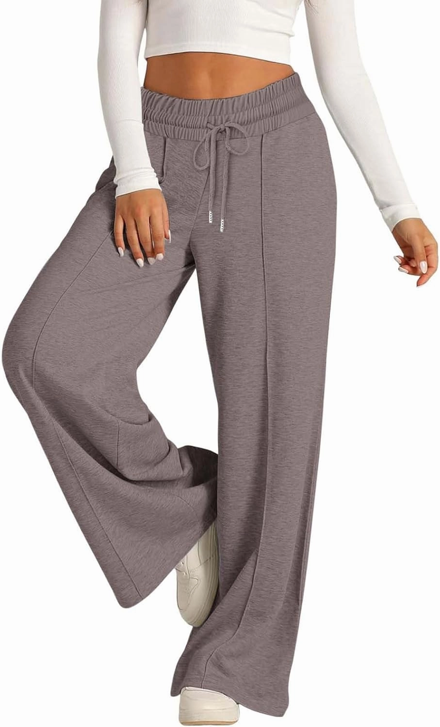 Women's Wide Leg Sweatpant High Waist Baggy Casual Elastic Drawstring Workout Active Joggers Pants with Pockets