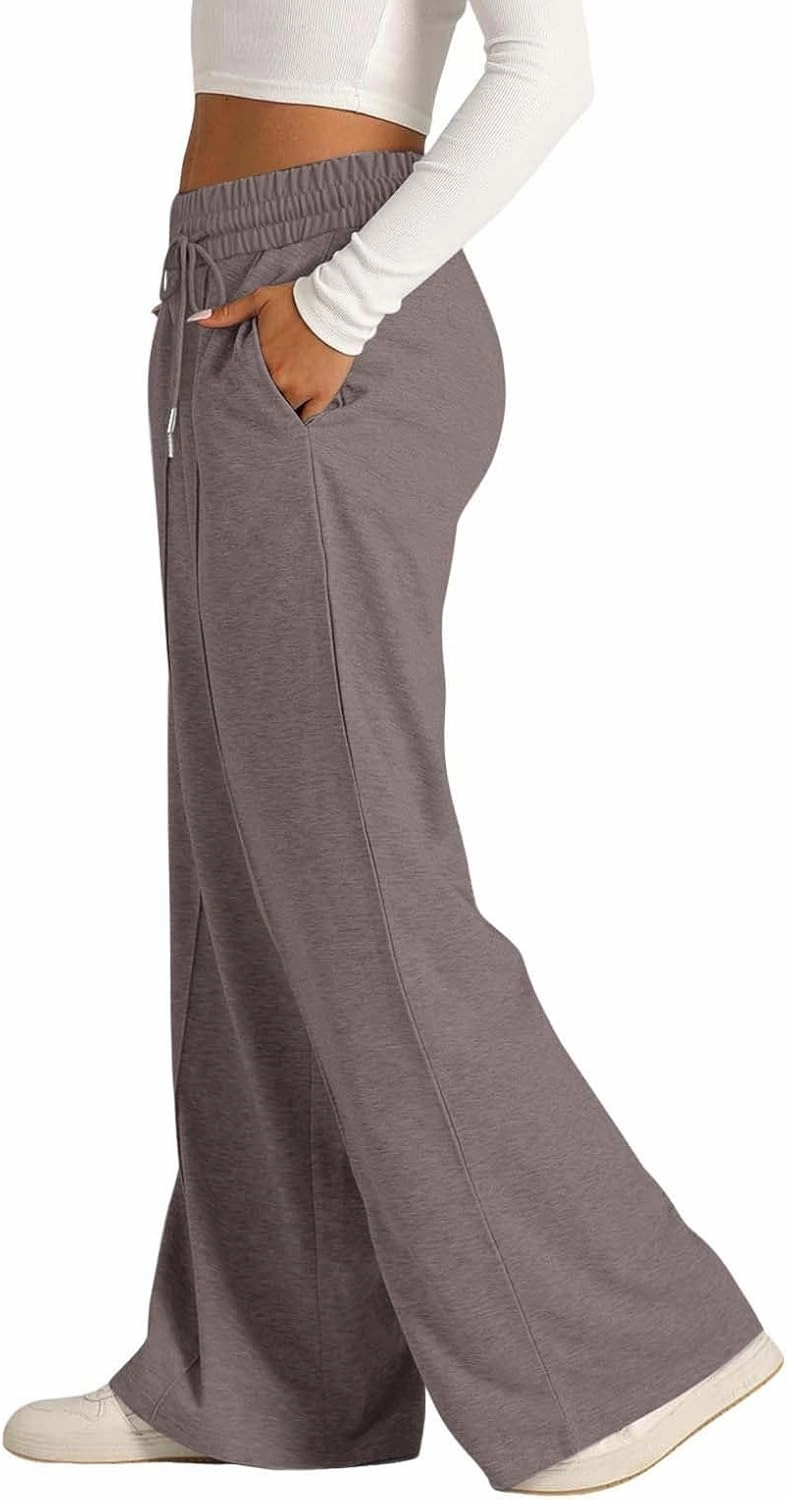 Women's Wide Leg Sweatpant High Waist Baggy Casual Elastic Drawstring Workout Active Joggers Pants with Pockets