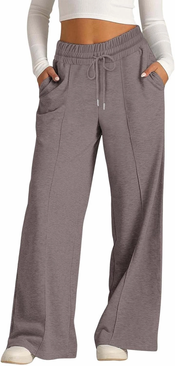 Women's Wide Leg Sweatpant High Waist Baggy Casual Elastic Drawstring Workout Active Joggers Pants with Pockets