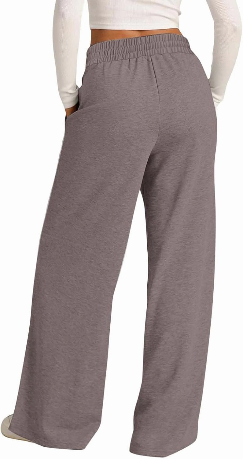 Women's Wide Leg Sweatpant High Waist Baggy Casual Elastic Drawstring Workout Active Joggers Pants with Pockets