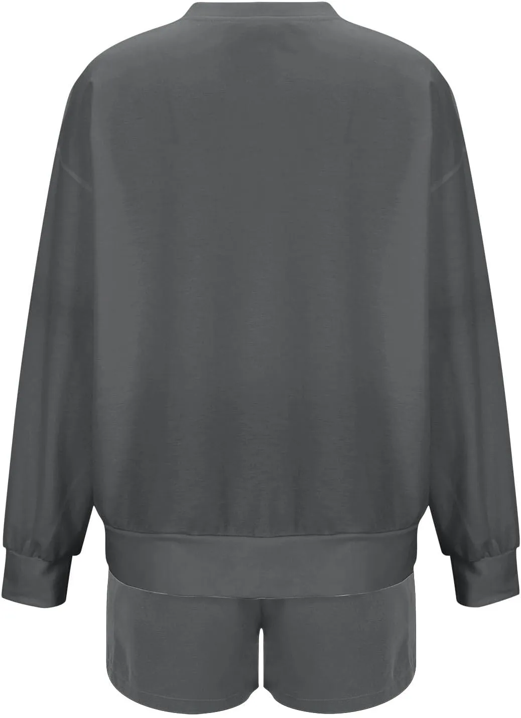 Womens 2 Piece Sets Fashion Fall Sweatsuit Long Sleeve Loose Sweatshirt Matching Shorts Lightweight Loungewear Sets