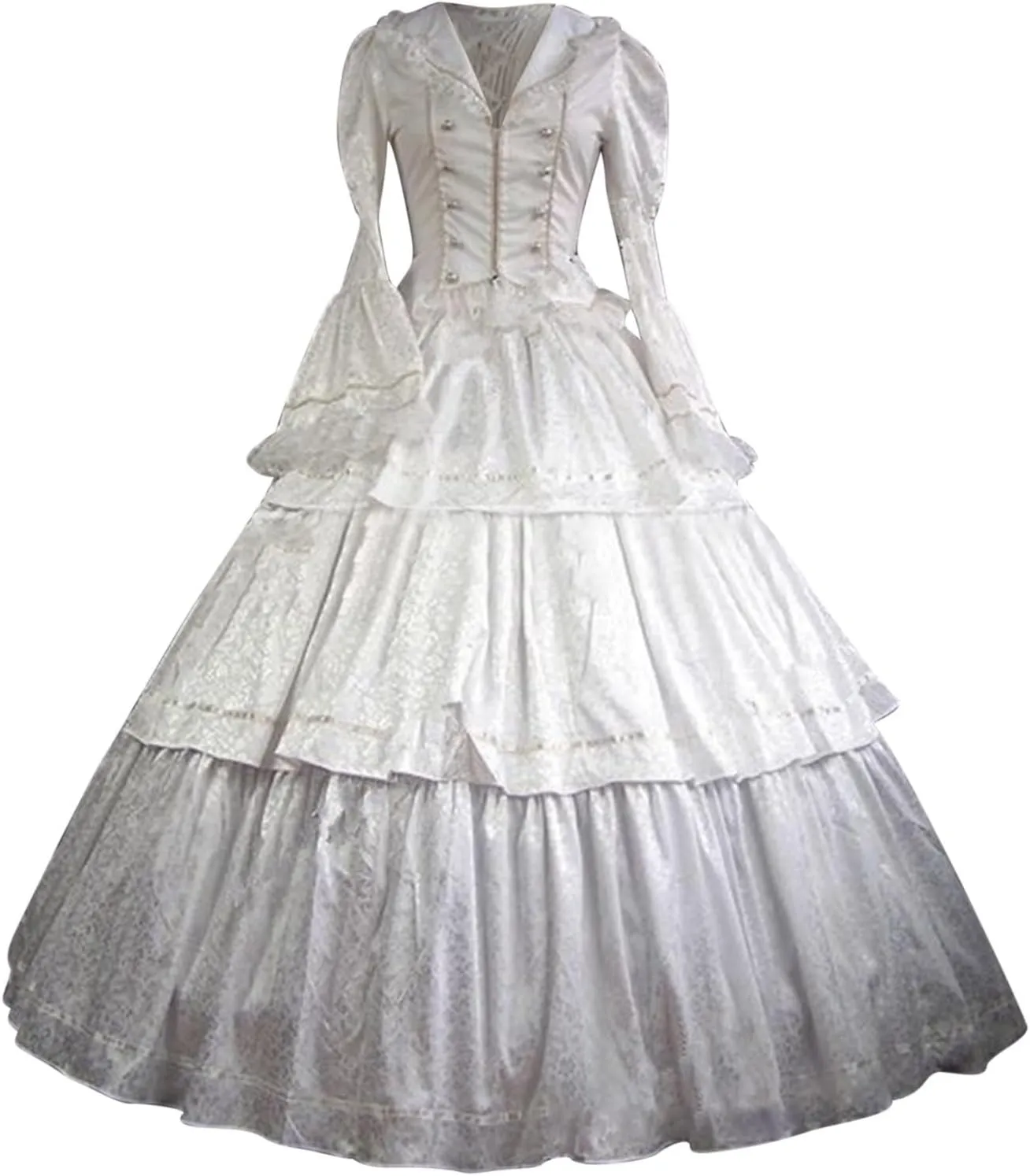 Womens Gothic Retro Court Dress Lapel Large Sleeved Dresses Double Pleated Skirt Lolita Puffy Gowns Victorian Clothes
