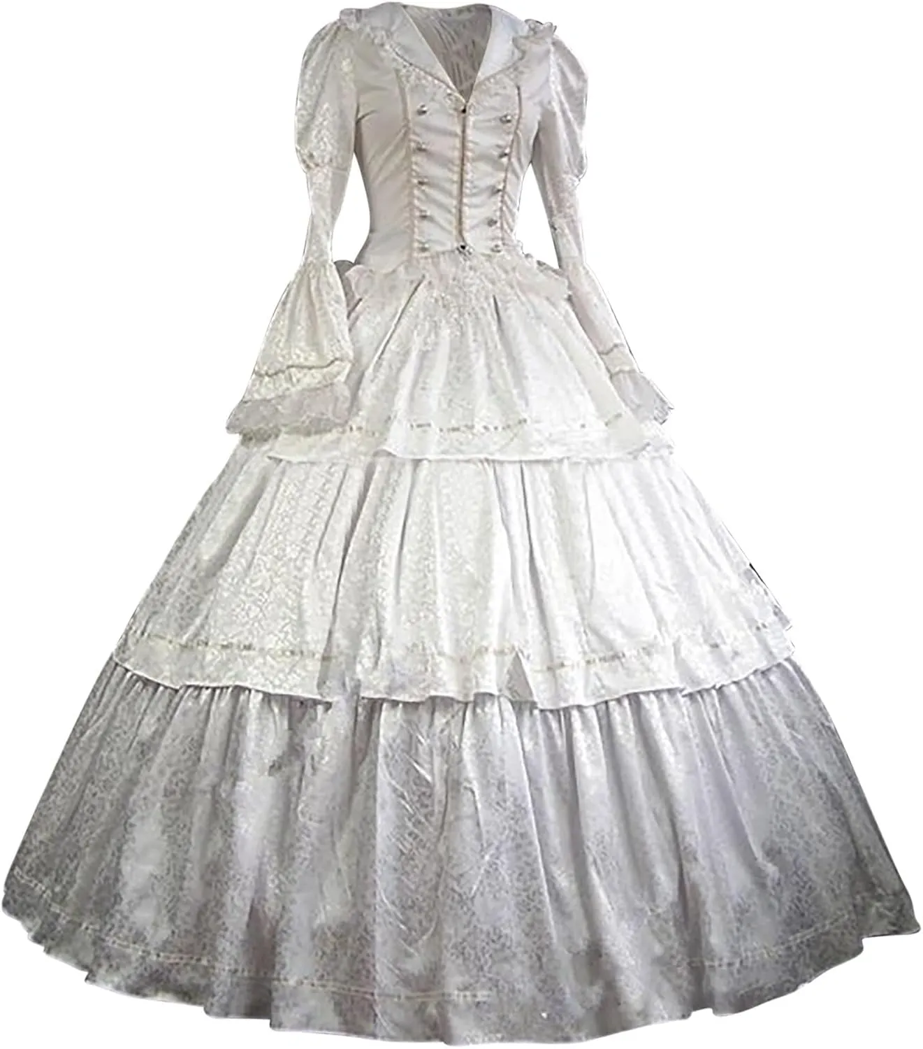 Womens Gothic Retro Court Dress Lapel Large Sleeved Dresses Double Pleated Skirt Lolita Puffy Gowns Victorian Clothes