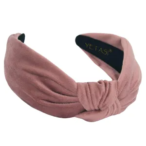 Women's Knotted Headband: Dusty Pink Velvet Top Knot Fashion Head Bands With Non-Slip Material