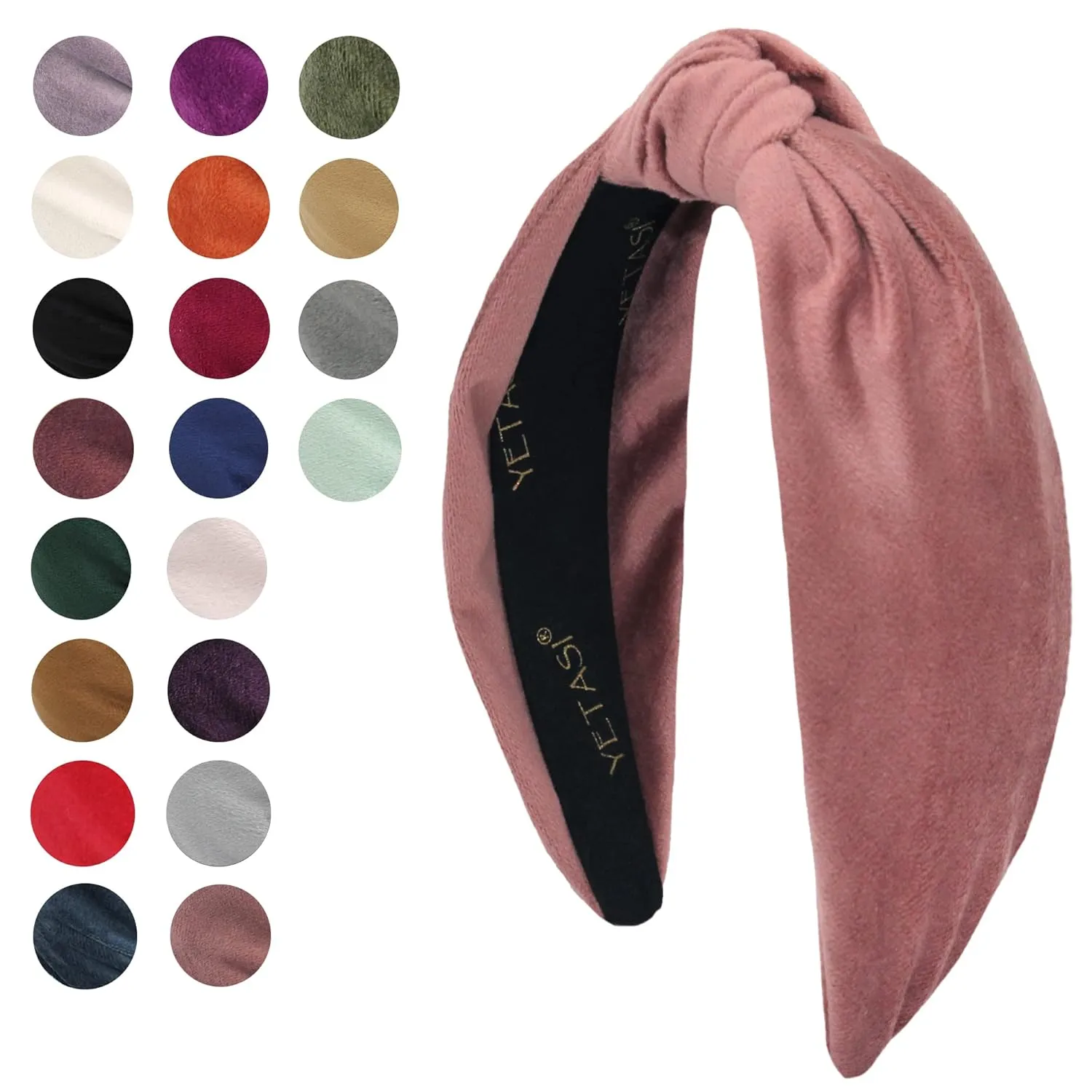 Women's Knotted Headband: Dusty Pink Velvet Top Knot Fashion Head Bands With Non-Slip Material
