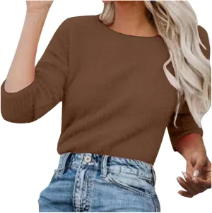 Womens Pullover Sweater Oversized Fuzzy Wool Christmas Long Sleeved for Women Fall Winter Cozy Fashioable Outfit