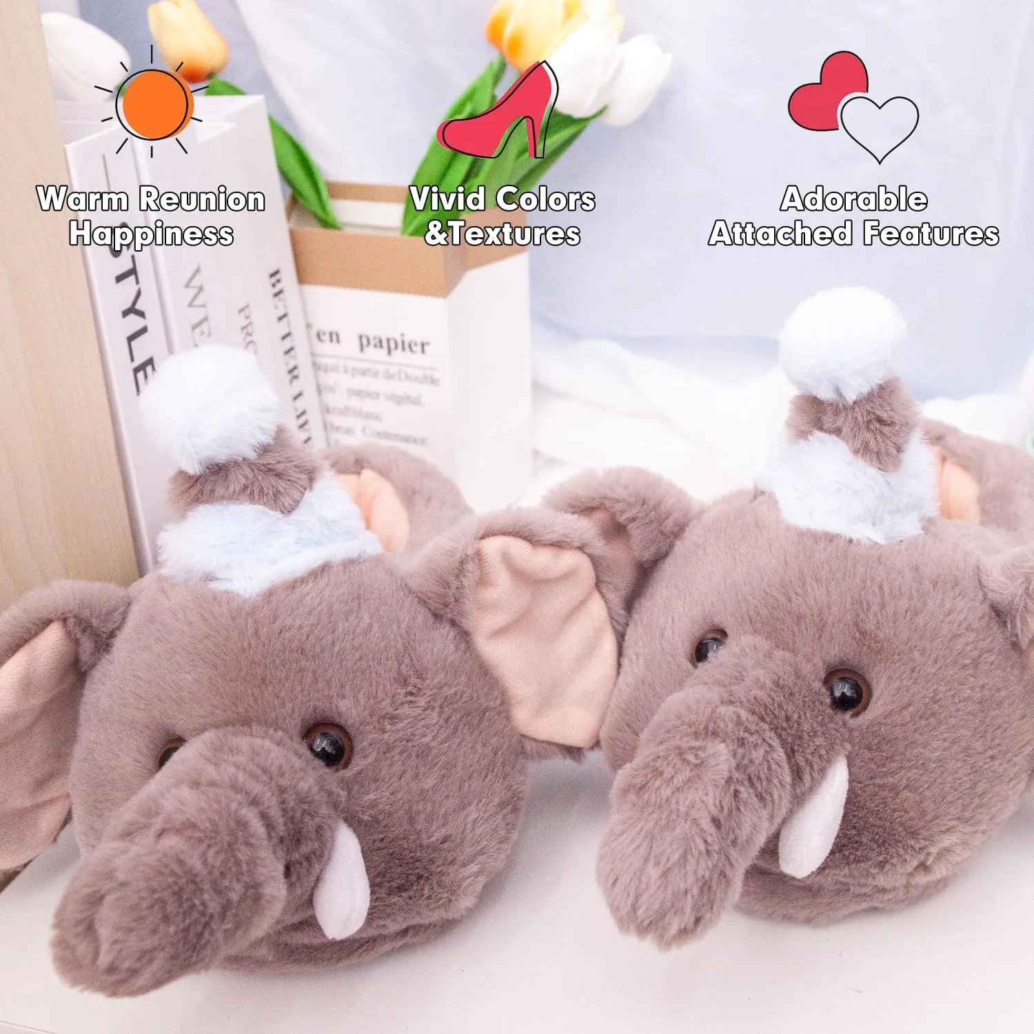 Women's Slippers Cute Birthday Animal Slippers Funny Slippers Novelty Penguin Cozy Slippers Fuzzy Soft Winter Warm House Shoes Gifts for Christmas