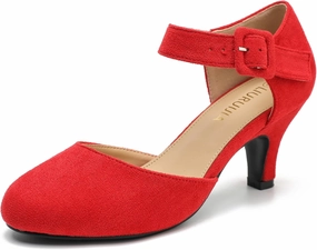 Womens Ankle Strap Kitten Heels Closed Toe Low Heel Dress Shoes Comfortable Vintage Pumps for Women Dressy Bridal Wedding Party