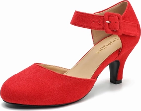 Womens Ankle Strap Kitten Heels Closed Toe Low Heel Dress Shoes Comfortable Vintage Pumps for Women Dressy Bridal Wedding Party
