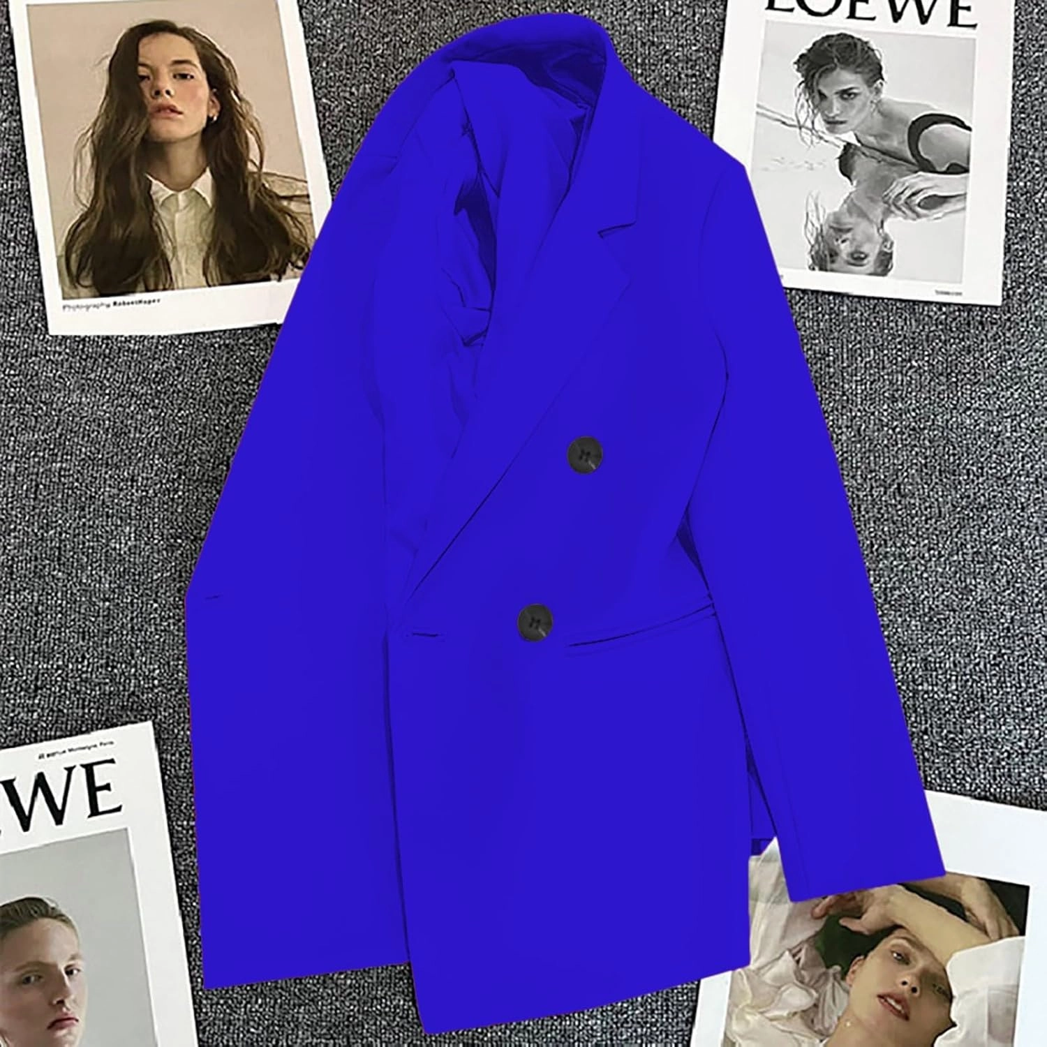 Womens Casual Long Sleeve Blazers Fall Trendy Lapel Button Jackets Casual Solid Color Open Front Work Office Jackets