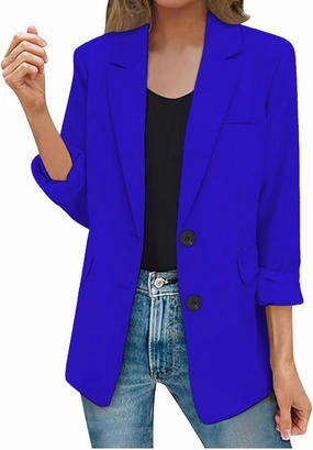 Womens Casual Long Sleeve Blazers Fall Trendy Lapel Button Jackets Casual Solid Color Open Front Work Office Jackets