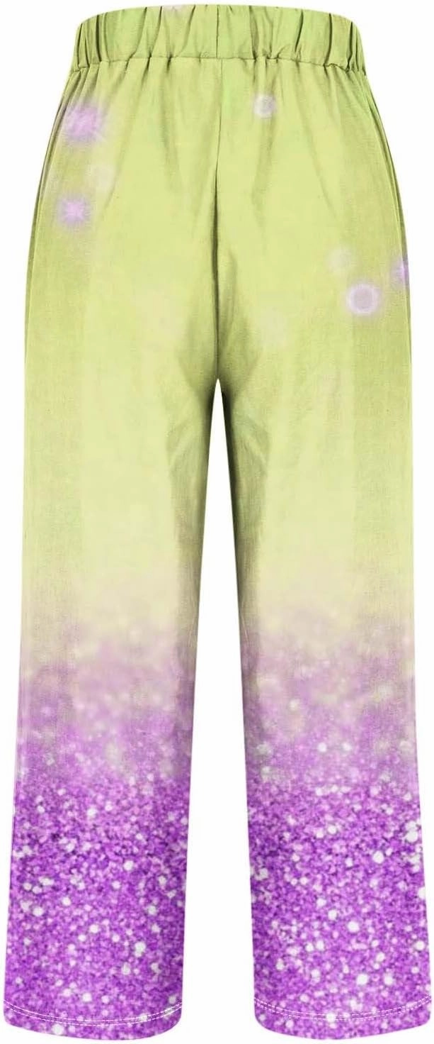 Womens Cotton Linen Pants Elastic High Waist Straight Leg Loose Comfy Lounge Pants Casual Slacks Summer Trousers