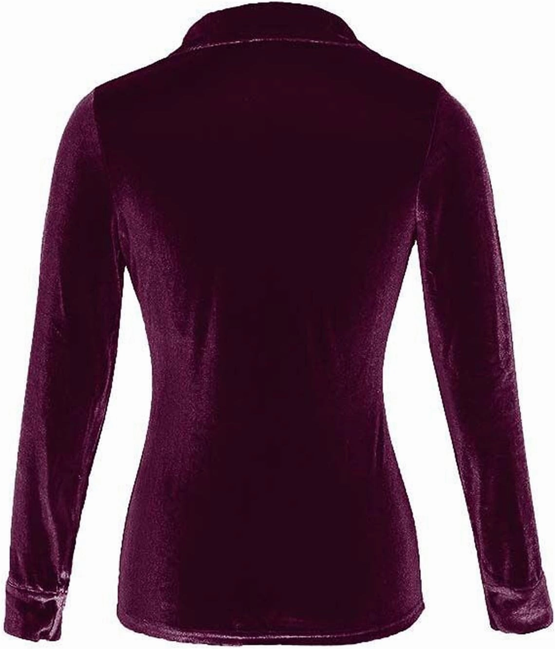 Womens Fall Tops Vintage Velvet Button Down Retro Long Sleeve Blouses Casual Office Formal Dressy Comfy Shirts