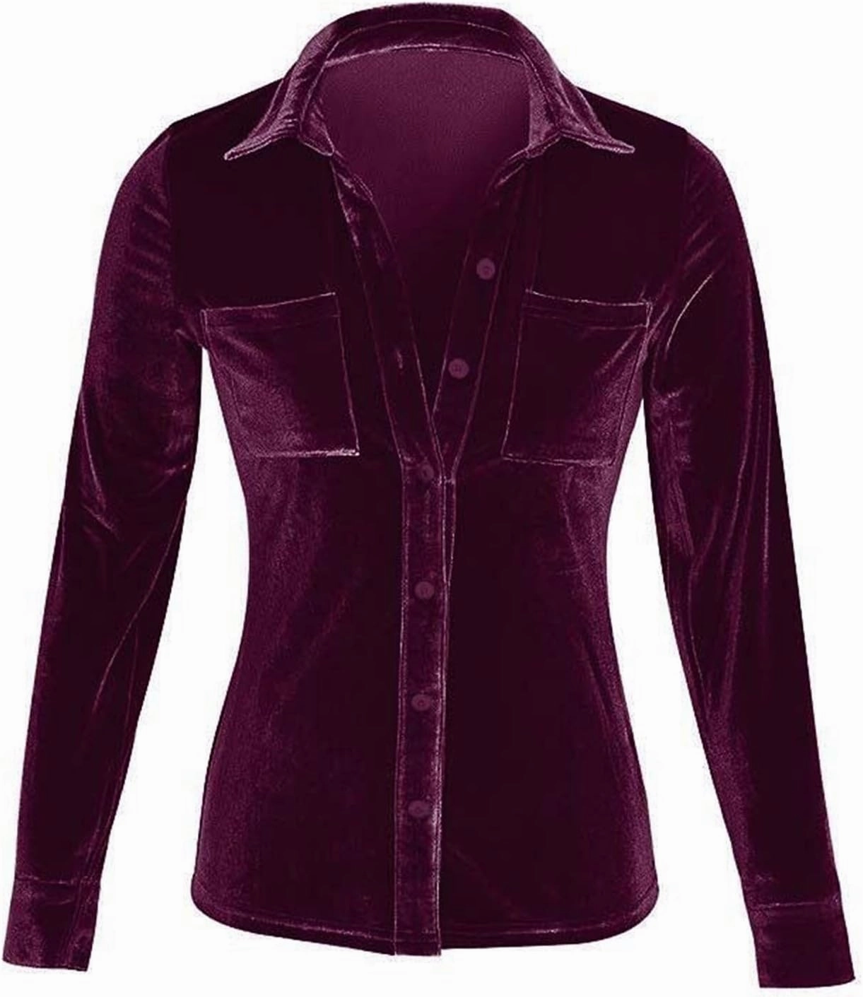 Womens Fall Tops Vintage Velvet Button Down Retro Long Sleeve Blouses Casual Office Formal Dressy Comfy Shirts