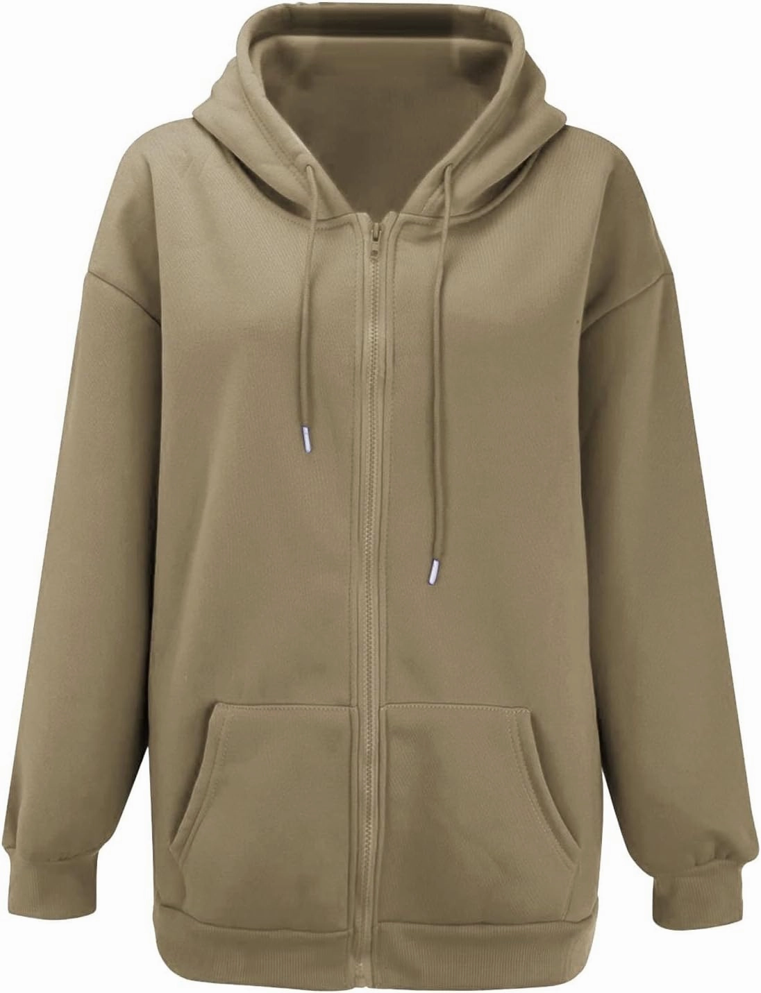 Womens Lightweight Full Zip Up Hoodie Trendy Vacation Outdoor Y2K Streetwear Baggy Cozy Long Sleeve Solid Casual Coat