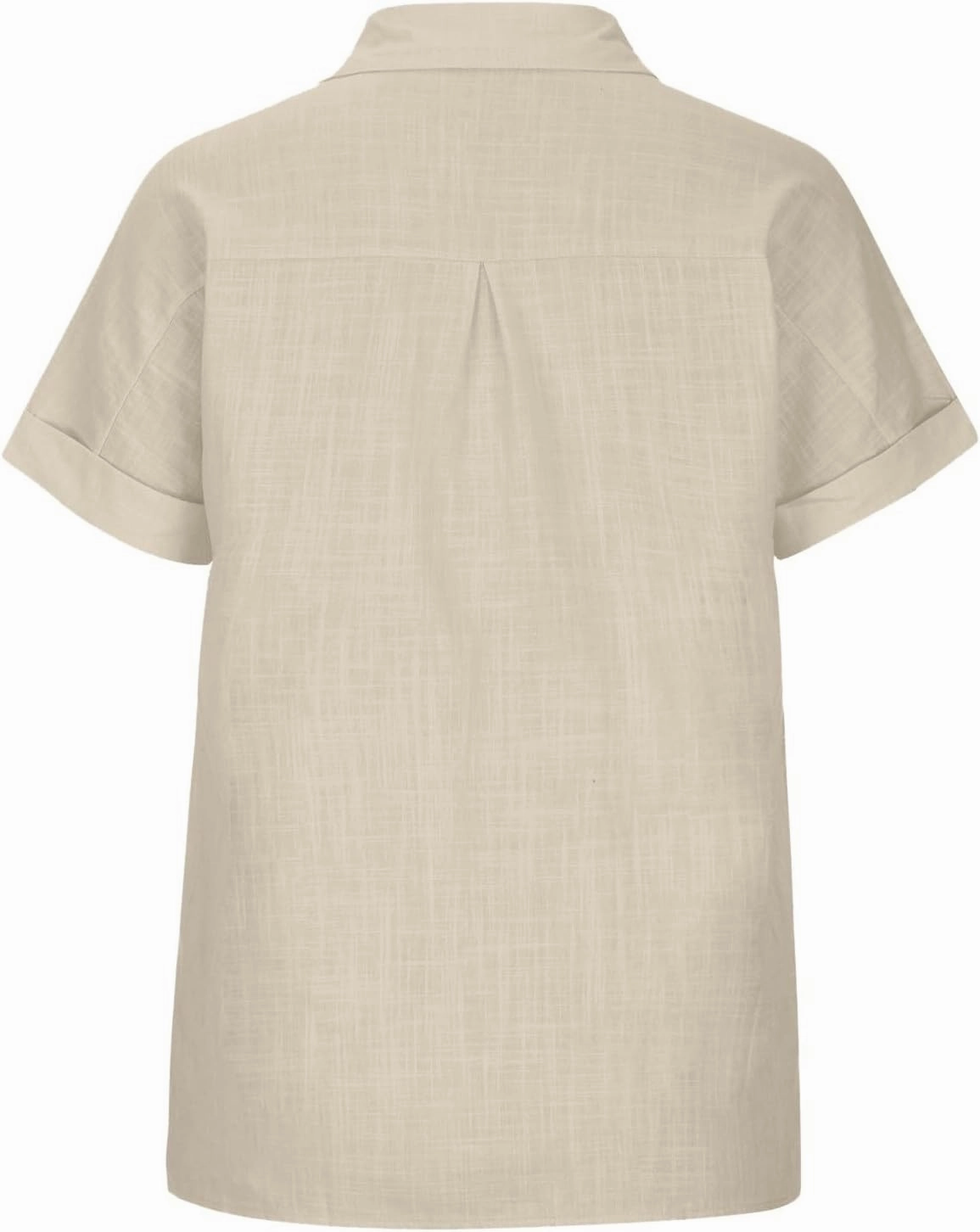 Womens Short Sleeve Button Down Linen Shirt Summer Trendy Solid Stand Collar Blouses Going Out Sports Casual T-Shirts