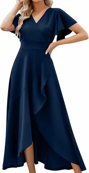 Womens Summer Dress Elegant Formal Party Dress Oversized Short Sleeve High Waist Long Dress Beautiful Princess Gown
