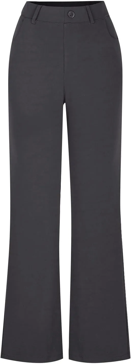 Work Pants Women Business Casual Dress Pants Bootcut Trousers Pants with Pockets Ladies High Waisted Pants