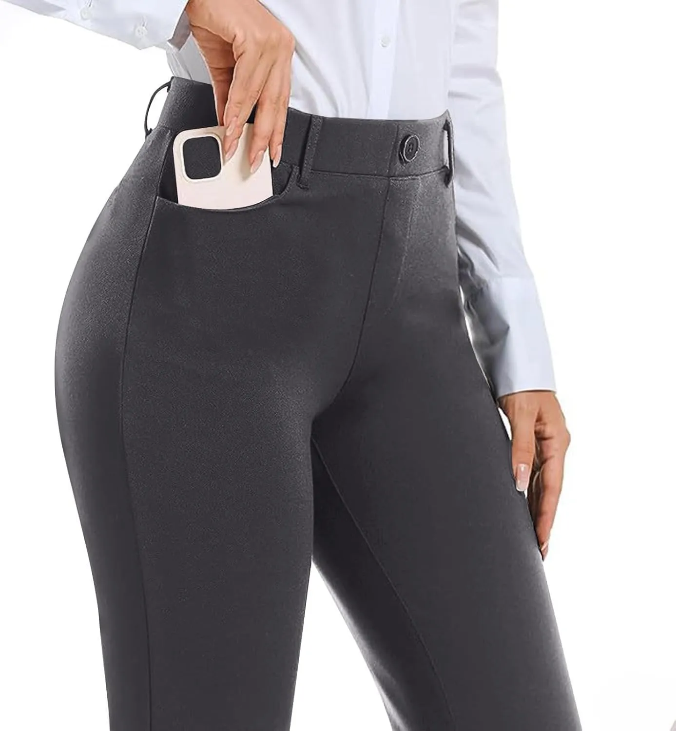 Work Pants Women Business Casual Dress Pants Bootcut Trousers Pants with Pockets Ladies High Waisted Pants