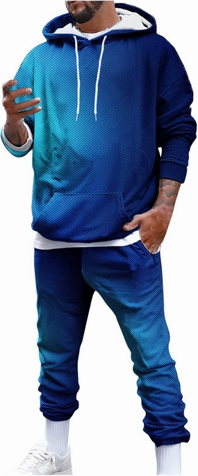 Workout Sets for Men Running Sports Hooded Sweatsuit Casual Long Sleeve Pullover Drawstring Pant 2 Piece Outfits