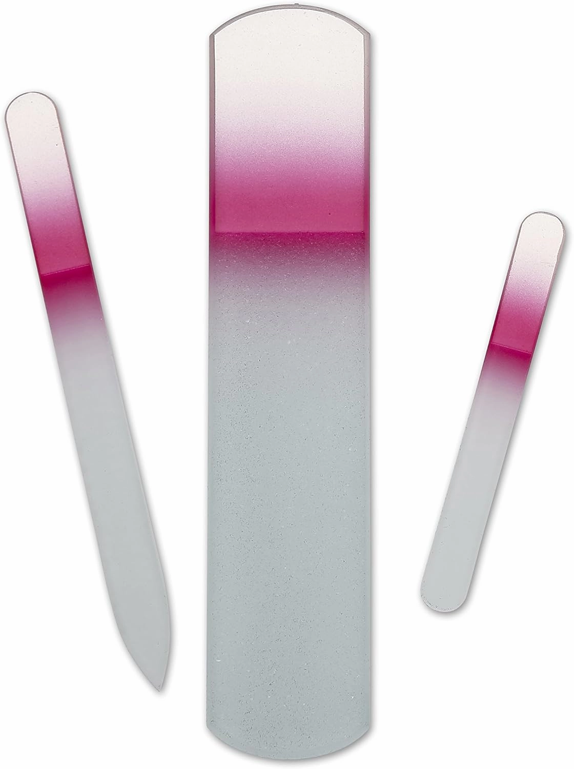 World's Best Tweezers Professional 3-Piece Manicure & Pedicure Set – Handmade in Czech Republic – Crystal Glass - Never Wears Out - Manicure File Great for Natural & Acrylic Nails - Pink