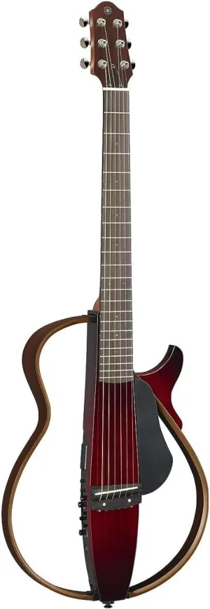 Yamaha SLG200S CRB Steel String Silent Guitar with Hard Gig Bag, Crimson Red Burst