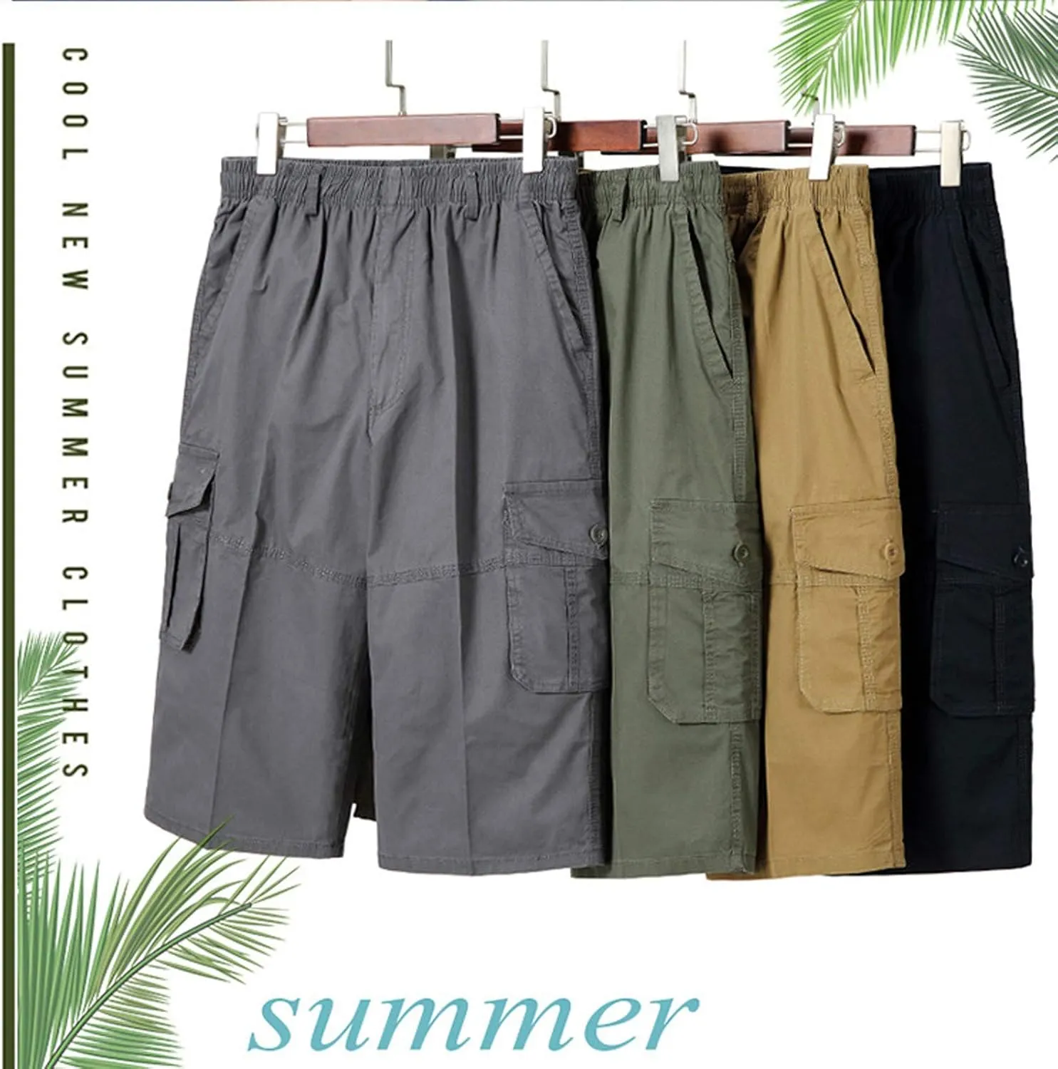 Ymosrh Army Shorts for Men Fashion Zipper Outdoors Pocket Shorts Sports Overalls Casual Pants Mens Kakies Shorts