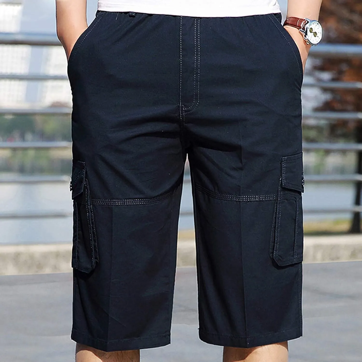 Ymosrh Army Shorts for Men Fashion Zipper Outdoors Pocket Shorts Sports Overalls Casual Pants Mens Kakies Shorts